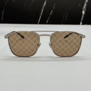 NEW GUCCI SUNGLASSES SILVER BROWN UNISEX EYEWEAR GUCCI GG1881S 004